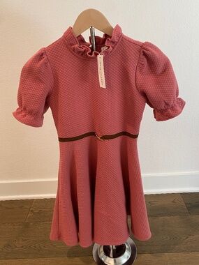 Janie and Jack Quilted Rose Dress With Puff Sleeves - NWT
